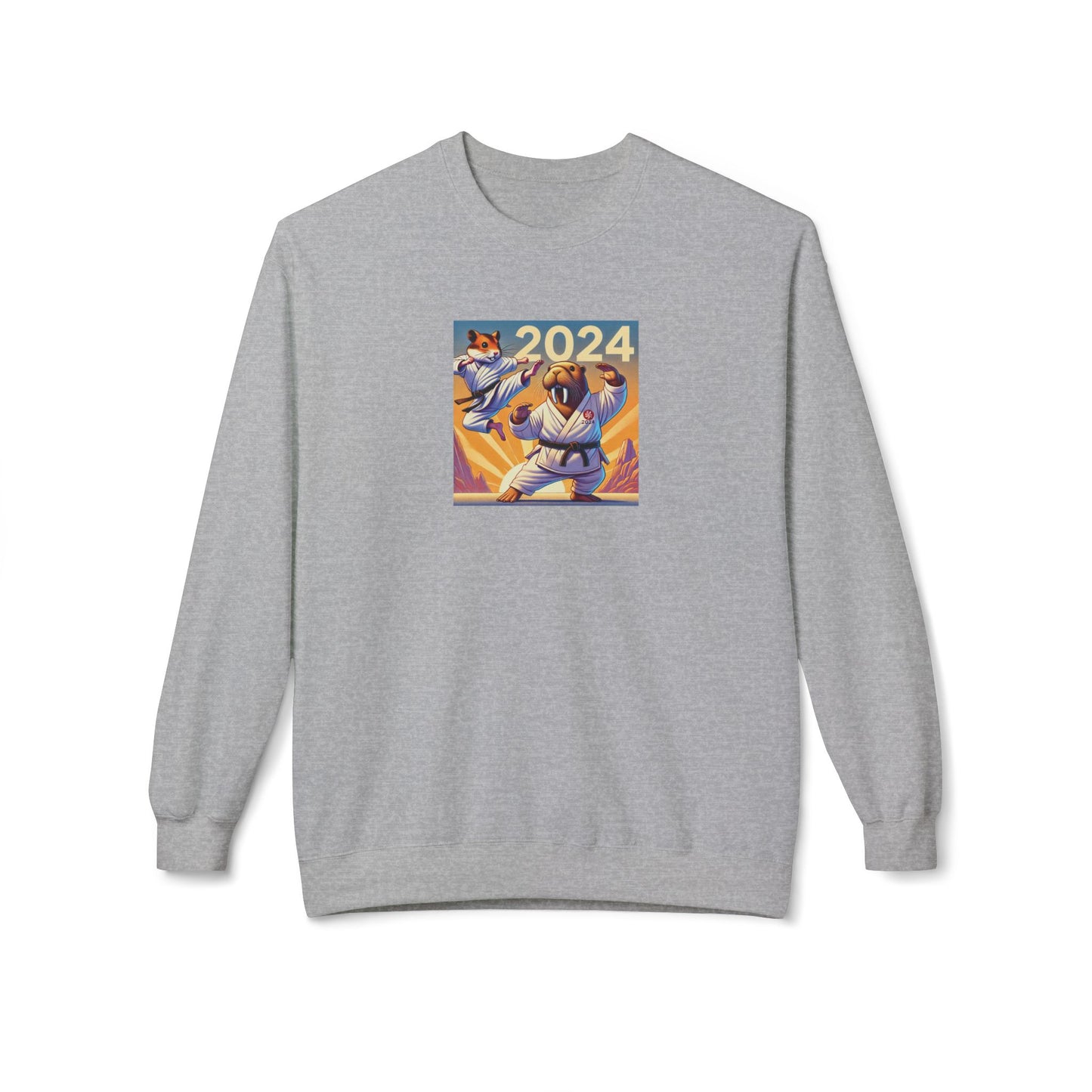 Karate Hamster and Tai-Chi Walrus Unisex Midweight Softstyle Fleece Crewneck Sweatshirt