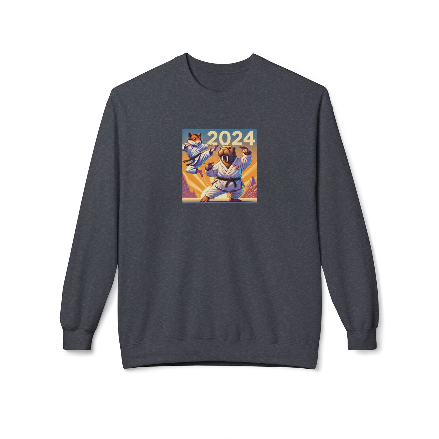 Karate Hamster and Tai-Chi Walrus Unisex Midweight Softstyle Fleece Crewneck Sweatshirt