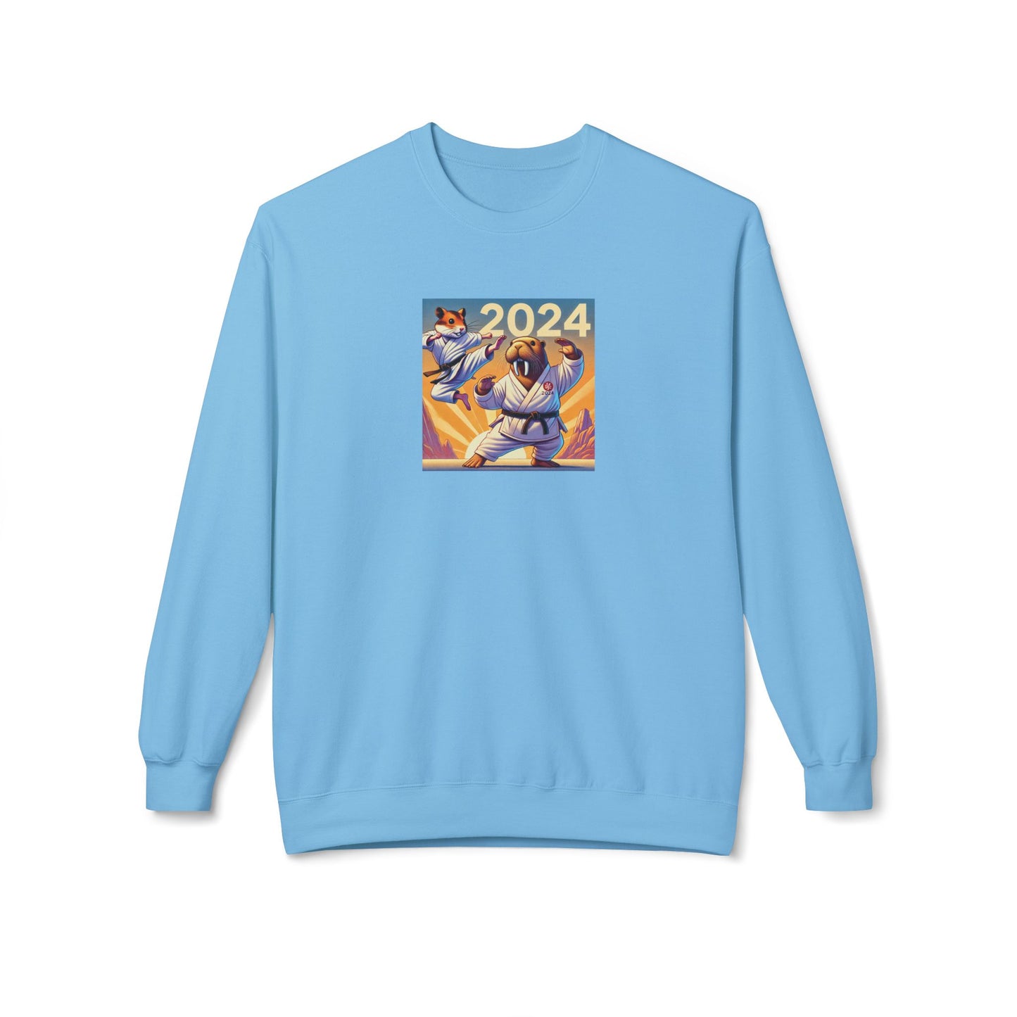 Karate Hamster and Tai-Chi Walrus Unisex Midweight Softstyle Fleece Crewneck Sweatshirt